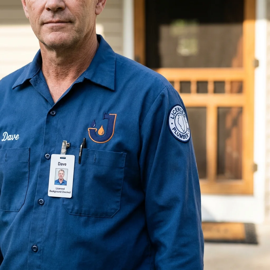 Licensed plumber showing ID badge in Buckeye Lake, OH