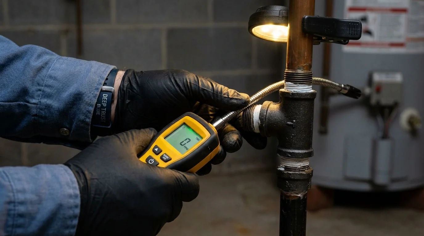 Gas leak detection with electronic sniffer by Johns Plumbing LLC in Buckeye Lake
