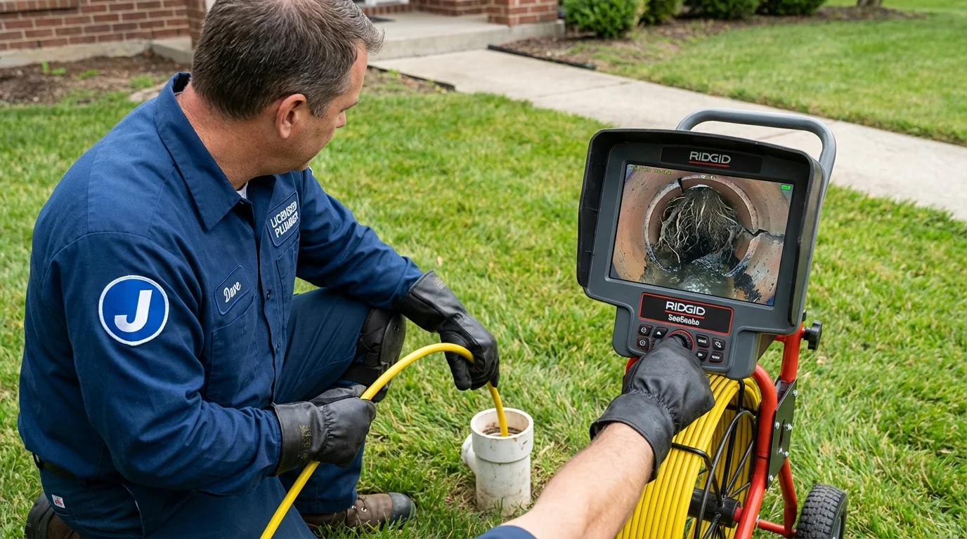 Sewer camera inspection being performed by Johns Plumbing LLC in Buckeye Lake